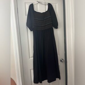 Fit & Flare Off-the-Shoulder Cotton-Poplin Smocked Maxi Dress XL